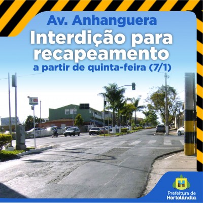 Atenção, Motoristas. A partir desta quinta-feira (7/1), a Avenida Anhanguera, na Vila Real