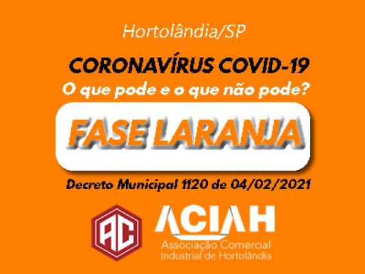 Hortolândia entra na “Fase Laranja”, aos finais de semana, a partir deste sábado (06/02/2021)