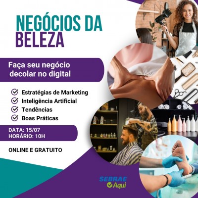 NEGÓCIOS DA BELEZA TREINAMENTO ONLINE E GRAUITO SEBRAE